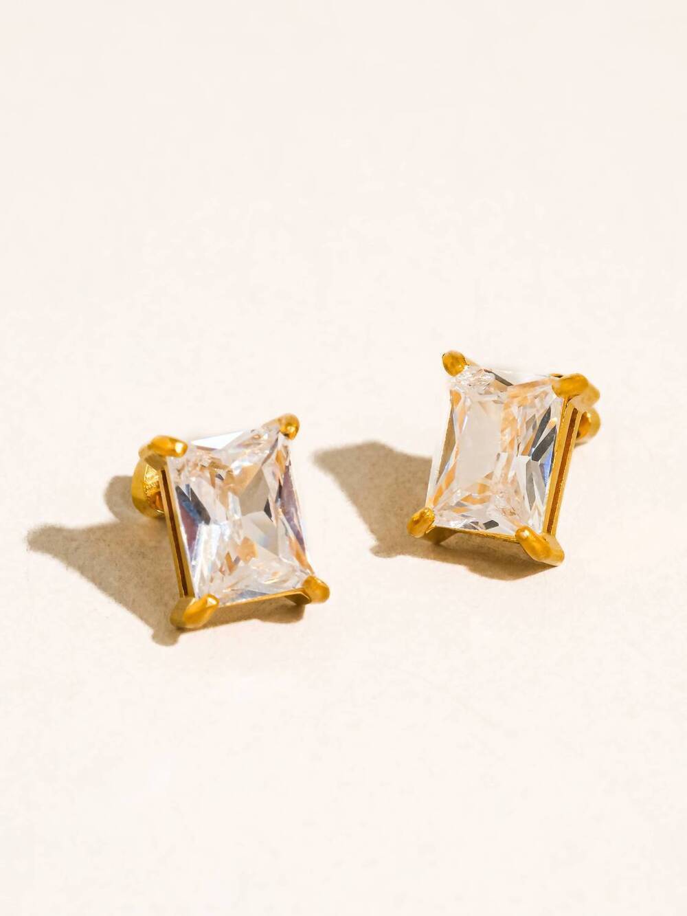 NEW FLANERIE BY MAIQ the camille flat back rectangular shaped earrings in yellow